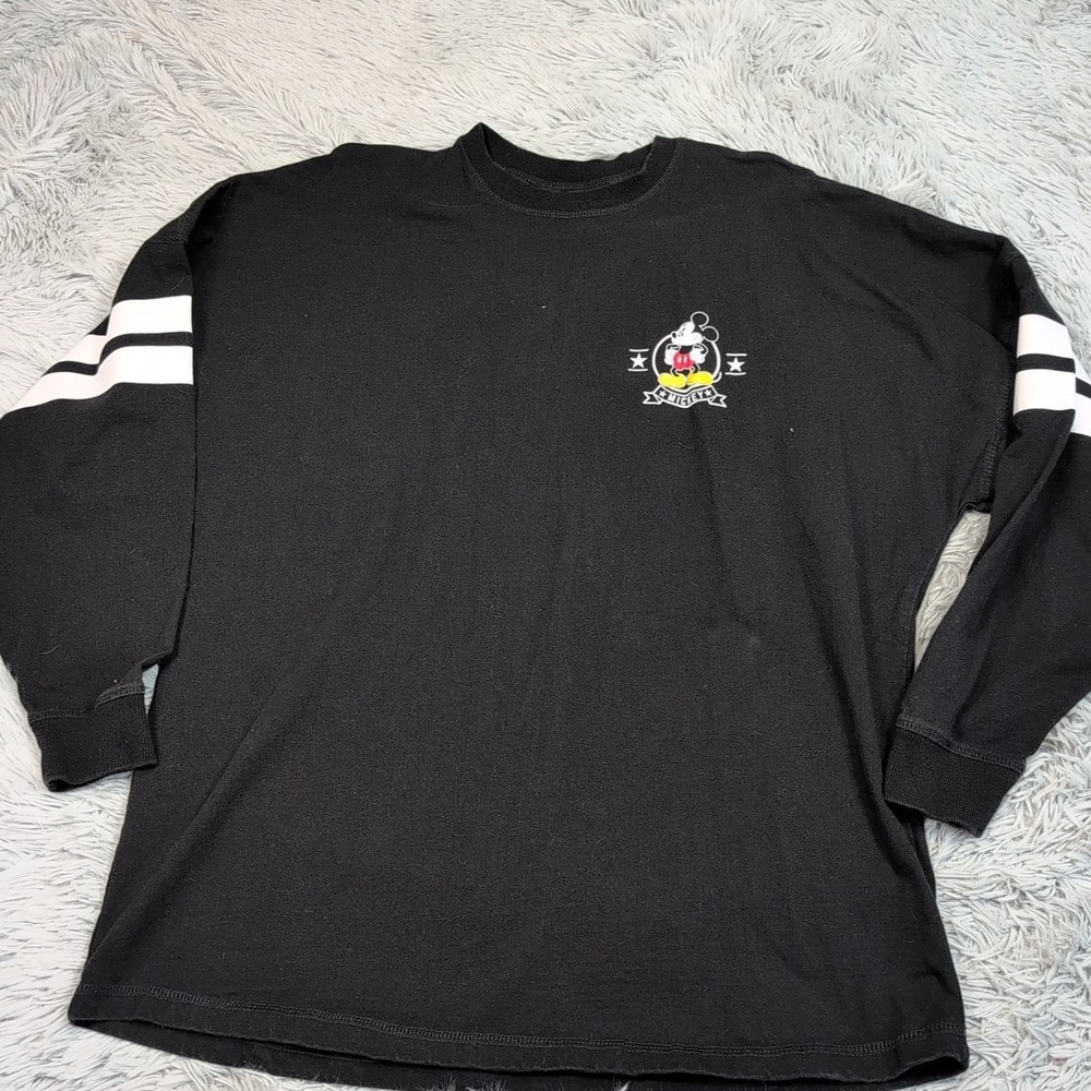 Disney Shirt Womens L Black Tee Mickey Mouse Casual Comfort Logo Casual